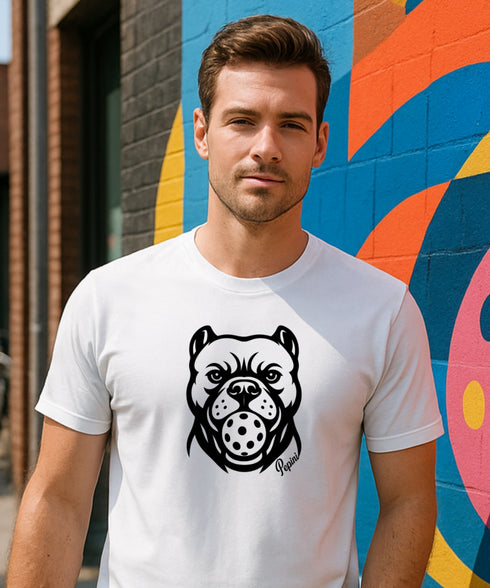 Pepini Bulldog Grip by Pepini Pickleball β white Casual Wear Pickleball T-Shirt front view